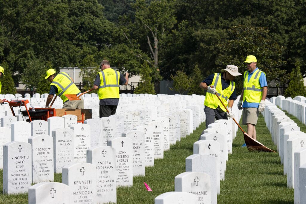 Team of landscape designers working on a project plan at Arlington National Cemetery