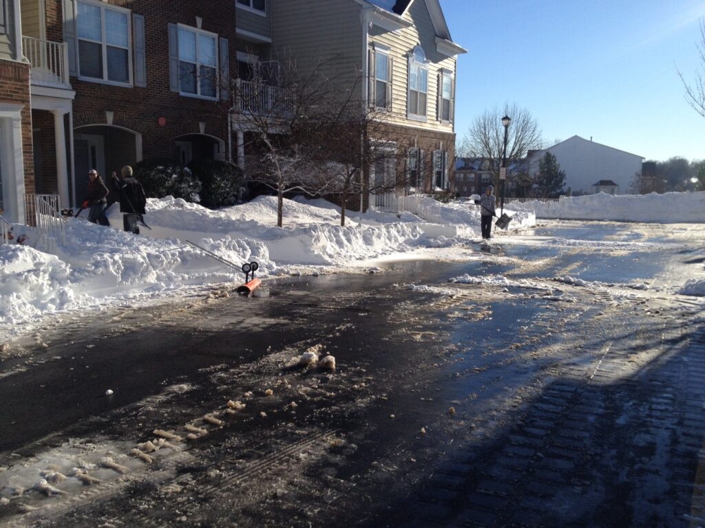 Snow removal equipment in action
